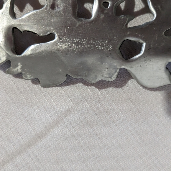 Vintage Seagull Canada Pewter 1996 trinket tray roses and leaves Ethain Zinn - Picture 4 of 5